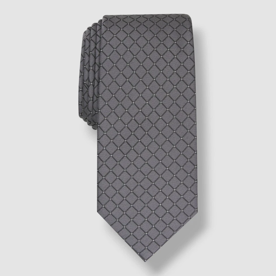 Alfani Men's Gray Malone Grid Slim Tie 56