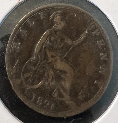 1891  BRITTISH HALF PENNY CIRCULATED ACTUAL COIN #6591 - Image 1 of 2