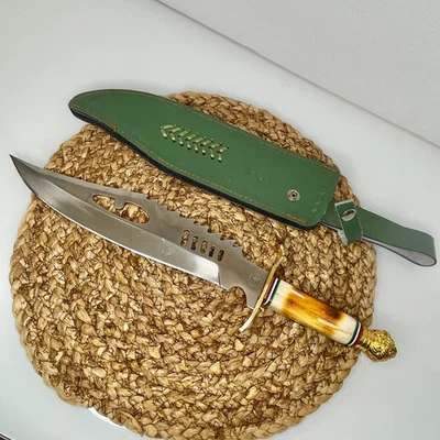 Cuchillo Bowie Chipaway Cutlery Jaws II Edición Dorada Funda Cuero Tooled De Colección Foto 1 de 4