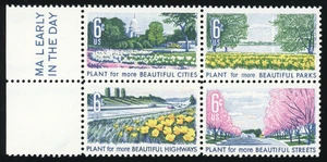 US - 1969 Beautification of America 6c - SC# 1368a Blocco di 4 Singoli Mint NH OG - Foto 1 di 2