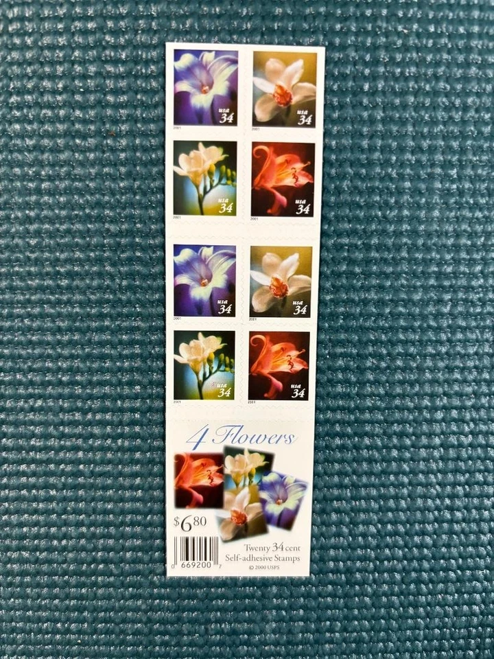 Scott #3490e: 4 Flowers MNH Booklet of 20. - Image 1 of 1