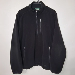 LL Bean Mens M-Reg Black Fleece 1/4 Zip Pullover Sweatshirt Medium Regular - Picture 1 of 12