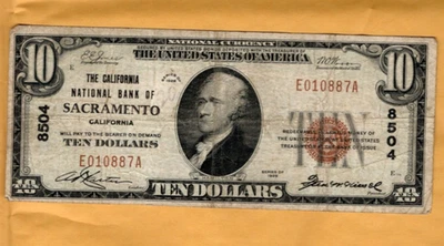 $10 Series 1929 National Bank from The California National Bank of Sacramento CA - Image 1 of 2