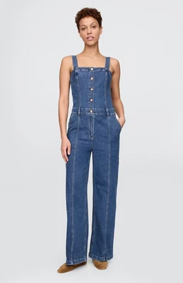 NEW GAP $89.95 Women's Denim Jumpsuit, Dark indigo wash, 27Inseam, Sz 2 - Image 1 of 4