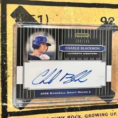 2008 Razor Charlie Blackmon Signature Series Autograph Black 194/199 Rockies - Image 1 of 2
