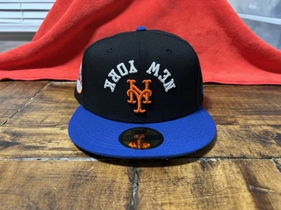 Punto de cadena New York Mets Shea Mr. Met negro Royal New Era ajustado 7 3/4 verde UV Foto 1 de 4