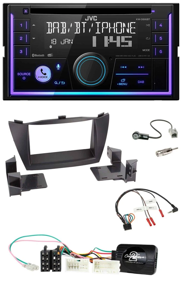 JVC Lenkrad USB 2DIN DAB Bluetooth CD Autoradio für Hyundai ix35 2010-2013 ohne - Bild 1 von 4
