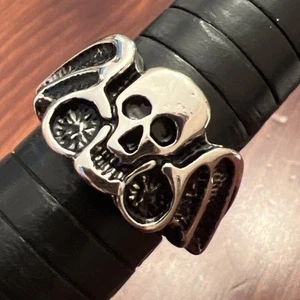 Vintage 1980s Signed DS 84 Biker Ring Skull Wings Size 9.25 - Picture 1 of 12