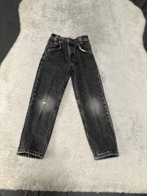 Jeans Little Levis 550 de Colección Niños Talla 7 Regular Negro Denim Naranja Pestaña Años 90 Grunge Foto 1 de 4