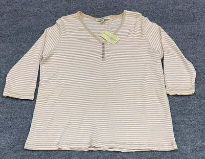 Debbie Morgan Striped Henley T-shirt Women's Size 1X  3/4 Sleeve Casual NWT - Image 1 of 4
