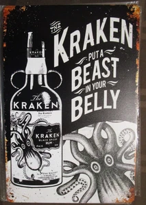 12" x 8" Kraken Black Spiced Rum Metal Sign - Picture 1 of 2