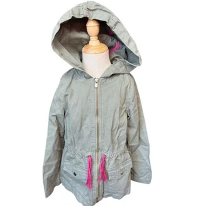 Isaac Mizrahi Hooded Jacket Girls 5/6 Pockets Spring Utility Army Green Pink - Picture 1 of 6