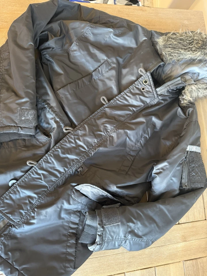 ZOO YORK Size L Brown Insulated  Coat Pockets Warm Zip Mens Fur Hood - Image 1 of 3