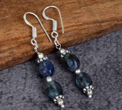 Pendientes de joyería de fluorita de sandía enchapados en plata 925 hechos a mano tamaño 2" GW Foto 1 de 3