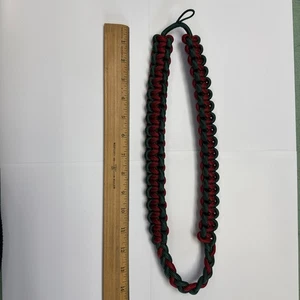 Green And Scarlet Red Shoulder Rope -Cobra Cord - Honor Guard - 15”- Made In USA - Picture 1 of 3