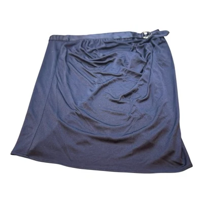 Foley Brand Vintage 100% Silk Black Mini Skirt Silver Buckle Detail Made In USA - Image 1 of 4