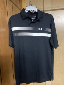 Under Armour Performance Polo Medium Black & White Short Sleeve Great Condition  - Picture 1 of 9