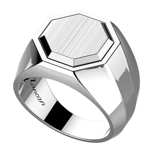 Anello ZANCAN Uomo in argento 925 EXA233 forma esagonale Misura 23 - Picture 1 of 1