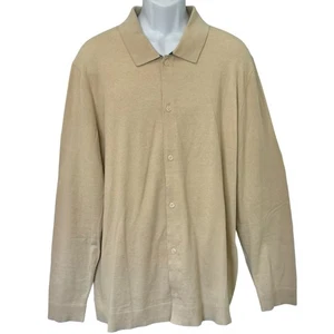 Cárdigan suéter ligero con cuello abotonado beige tostado Alfani talla XXL - Imagen 1 de 7