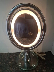 LED Lighted Mirror Double Sided 1X/5  Magnification Silver Chrome CA886  - Picture 1 of 10
