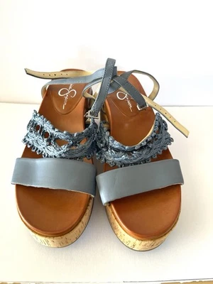 Sandalias Jessica Simpson Callri plataforma cuña deslizable marrón talla 8,5 M Foto 1 de 4