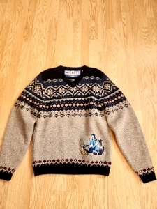 Suéter Disney Mickey's Ski Lodge 100% Lana Años 90 Donald Pluto Para Hombre Pequeño ¡Nuevo! - Imagen 1 de 8