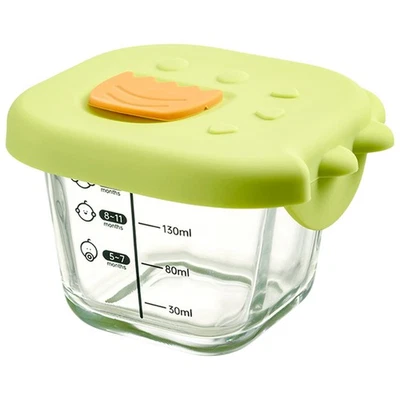 Cuenco de vidrio de dibujos animados de 230 ml contenedor de suplementos alimenticios para niños con dinosaurio de silicona  Foto 1 de 4