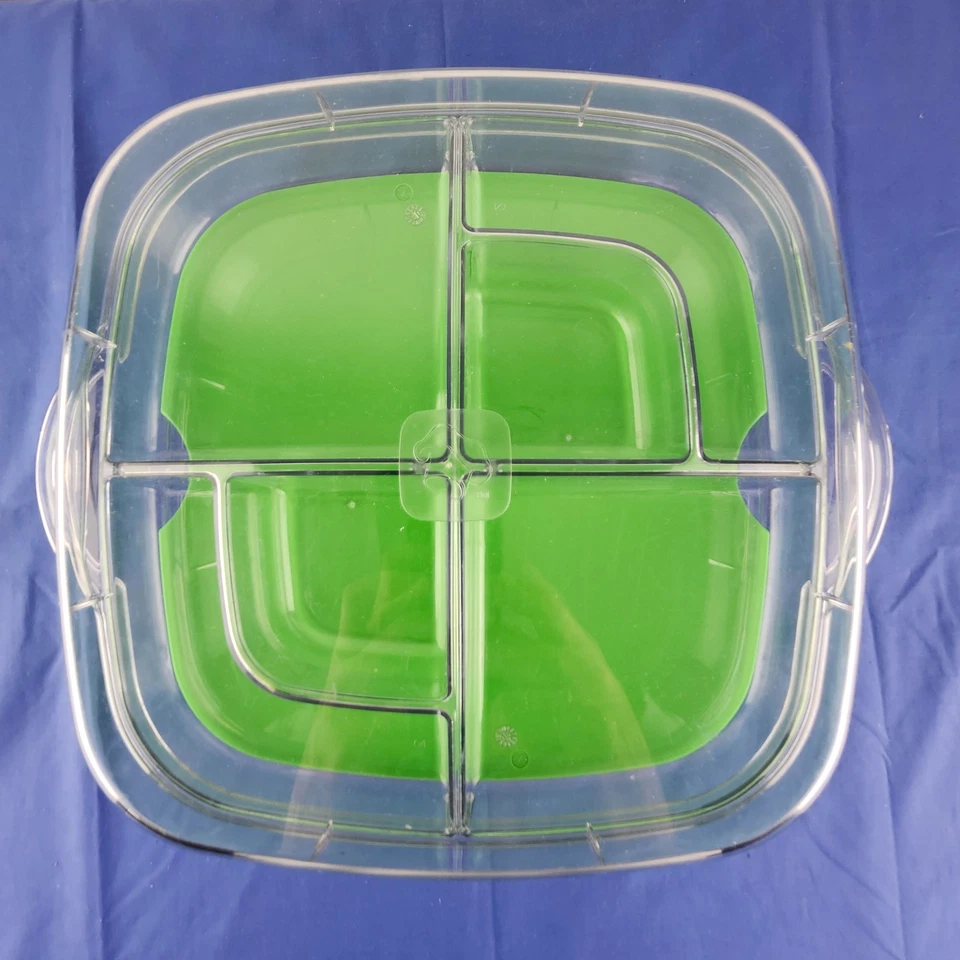 Pampered Chef Large Square Cool and Serve Divider Tray & Inserts Veggie Snacks - Image 1 of 4