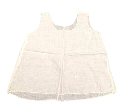 Vtg Linen Minimalist Hand Stitched White Cotton Sleeveless Blouse / Dress Infant - Image 1 of 4