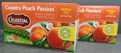 Lote de 2 bolsas de té de 20 bolsas de té Celestial Seasonings Country Peach Passion Foto 1 de 4
