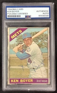 Ken Boyer Signed 1966 Topps #385 NY Mets Baseball Card Autograph PSA/DNA Rough - Picture 1 of 2
