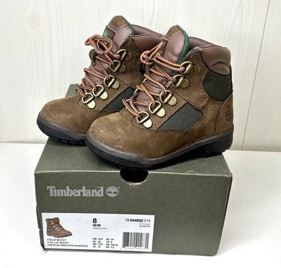 Timberland 8 Bota de Campo para Niños Pequeños 6 pulgadas Alto Marrón Verde Nubuck Con Cordones 44892 Foto 1 de 4