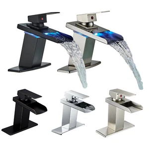 BWE Waterfall Single Handle Bathroom Basin Sink Faucet Vanity Lavatory Mixer Tap - Bild 1 von 49
