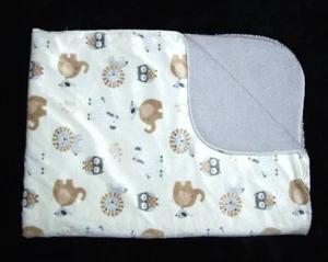 Just Born Lion Elephant Owl Zebra Cream Tan Gray Sherpa Baby Blanket Safari - Picture 1 of 2