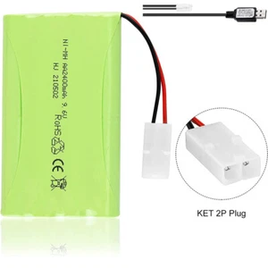 9.6v 2400mAh Ni-MH Rechargeable Battery Pack KET 2P Connector for RC Car Truck   - Picture 1 of 8