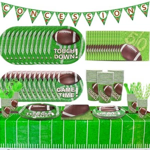Football Party Decorations, Including Plates, Cups, Napkins, Spoons, Knives, ... - Picture 1 of 8