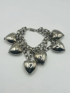 Heart Bracelet Puffy Heart Charms - Picture 1 of 2
