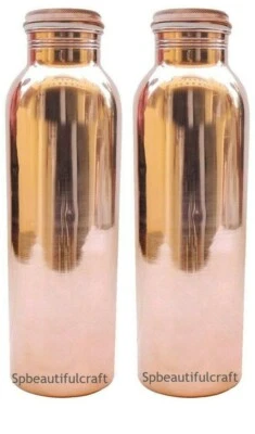 Reinkupfer Trinkflasche Glatt Trinkaufbewahrung Ayurveda Flaschen 1000ML 2er Set - Bild 1 von 4