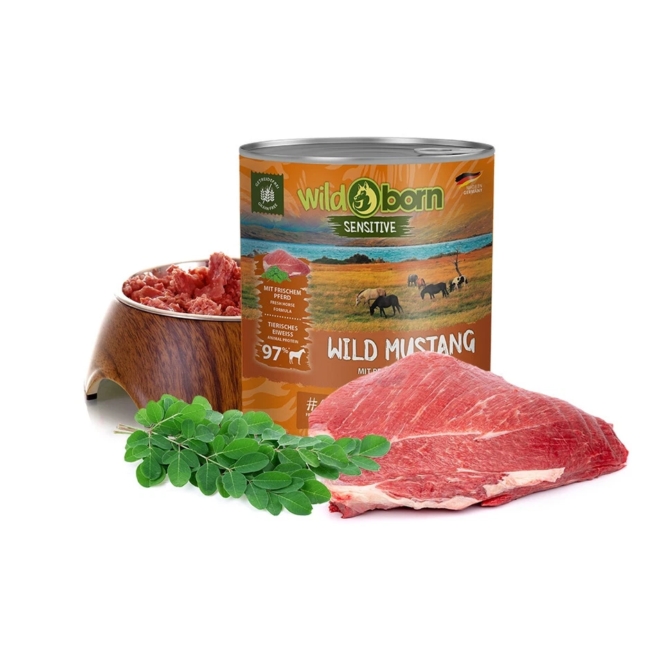 Wildborn Wild Mustang mit Pferdefleisch 6x800g (4,8kg) Nassfutter für Hunde - Bild 1 von 1