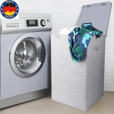 100L Wäschekorb mit Deckel Wäschebox Waschekorbsammler Wäschesammler Wäschetruhe - Bild 1 von 4