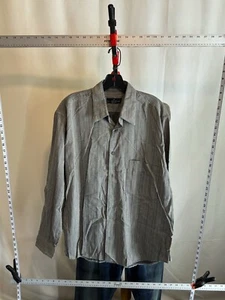Saks Fifth Avenue Gray Stripe LONG SLEEVE SHIRT Medium M 15.5 x 33/34 - Picture 1 of 6