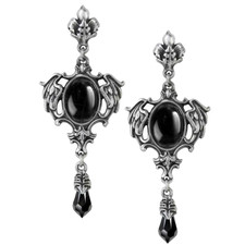 Black Swarovski Crystal Free Gift Box Alchemy Seraph Of Darkness Gothic Earrings