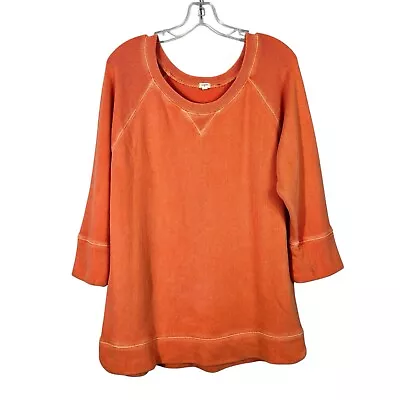 J. Sudadera Pullover Crew Factory Naranja Terrycloth Media Manga Grande L Foto 1 de 4