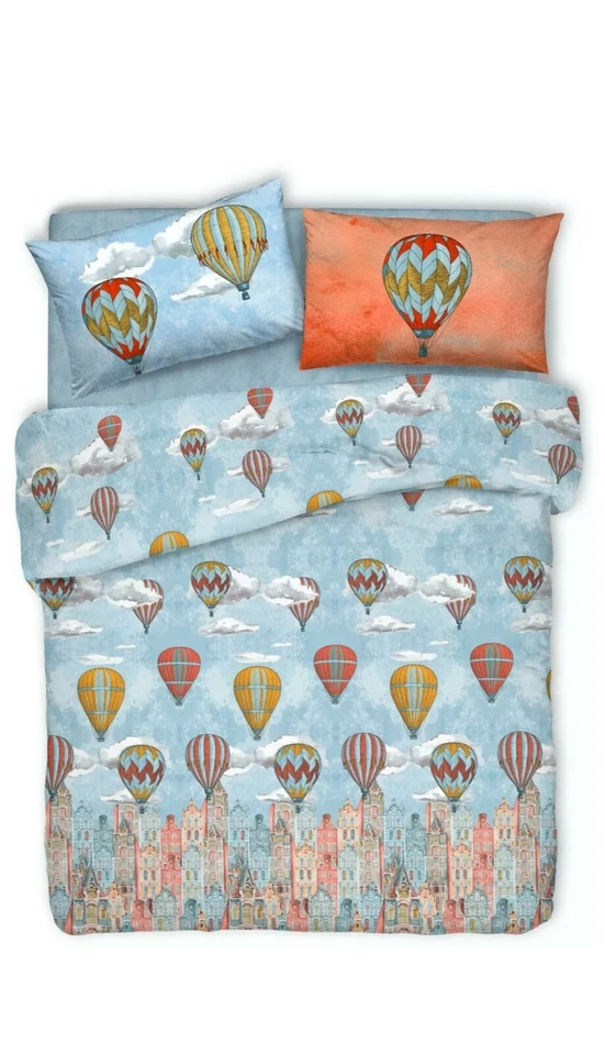 COPRILETTO ESTIVO VOLARE MONGOLFIERA ARANCIO PENSIERI SINGOLO PIQUET COTONE  - Immagine 1 di 1