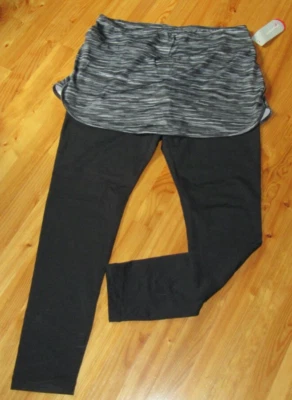 Exertek XL Black Elastic Waist Pull Up Skirted Leggings Pant NWT - Image 1 of 4