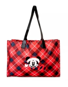 BORSA TOTE BAG PLAID FESTA NATALE BABBO NATALE 2023 DISNEY TOPOLINO - Foto 1 di 8