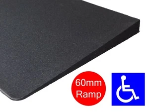 RUBBER THRESHOLD RAMP 60mm WHEELCHAIR ACCESS DISABLED DOOR STEP WEDGE MAT - Picture 1 of 7