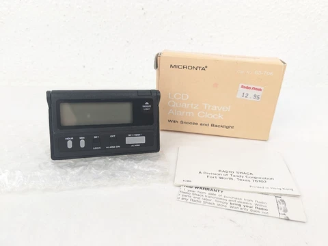 Vtg NEW NOS Micronta 63-706 LCD Quartz Travel Alarm Clock RadioShack Tandy Cover