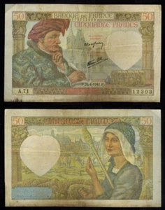 Currency 1942 France 50 Francs Banknote P 93 Merchant Jacques Coeur / Jack Heart - Picture 1 of 1