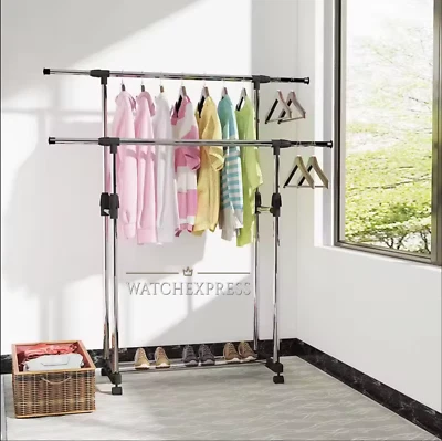 Appendiabiti Stender doppio salvaspazio con ruote Attaccapanni Regolabile 72 130 - Immagine 1 di 4